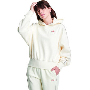 Champion Women Chalk White Soft Fleece Classic Relaxed Athletics Hoodie Size S